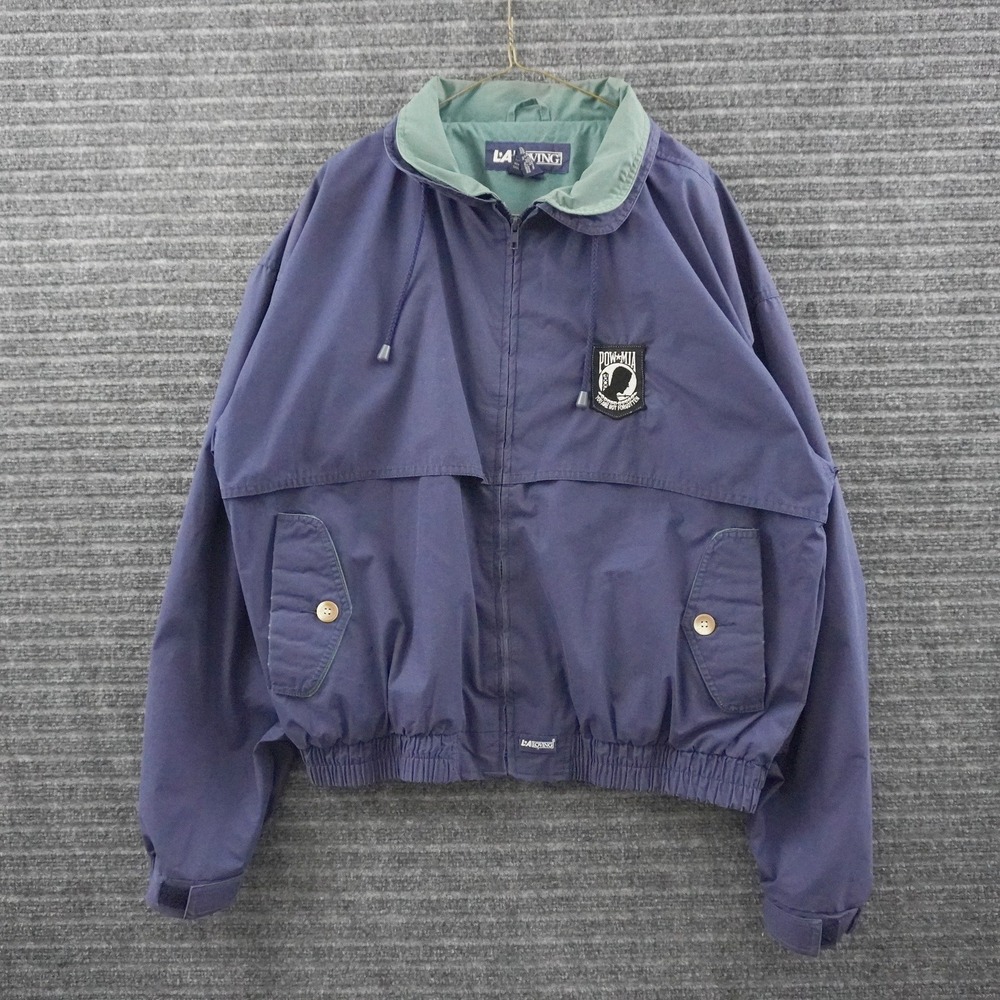Vintage 90s L.A. Loving Bomber Jacket Mens XL Blue POW MIA Patch Full Zip